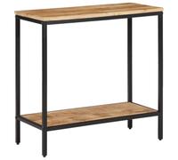 Qnhdfrt Tavolo consolle in legno massello mango, per esterni, piccolo, con struttura in ferro, 70 x 35 x 70 cm, robusto, elegante per balcone, giardino, campeggio e corridoio