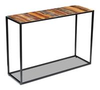 Qnhdfrt Tavolo consolle in legno riciclato con telaio in acciaio, 110 x 35 x 76 cm, tavolino da caffè multifunzione, realizzato a mano, design unico