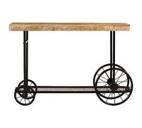 Qnhdfrt Tavolo Consolle Industriale in Legno di Mango e Ferro 112 cm