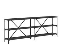 Qnhdfrt Tavolo Consolle Nero 200x30x75 cm Legno Multistrato e Ferro | Mobile stretto per corridoio e soggiorno con struttura a X antiribaltamento e piedini regolabili.