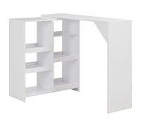 Qnhdfrt Tavolo da bar bianco con ripiano mobile, 138 x 39 x 110 cm, moderno, salvaspazio, per cucina, balcone, giardino, esterno, piccolo tavolo da pranzo