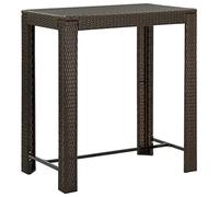 Qnhdfrt Tavolo da bar marrone in rattan PE verniciato a polvere, 100 x 60,5 x 110,5 cm, moderno per esterni, per giardino, terrazza, balcone, cucina, interno, stabile e durevole
