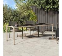 Qnhdfrt Tavolo da giardino beige 250 x 100 x 75 cm vetro temperato polyrattan con telaio in acciaio, per giardino, terrazza, balcone, esterni, leggero e robusto