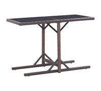 Qnhdfrt Tavolo da giardino marrone, 110 x 53 x 72 cm, con piano in vetro e rattan sintetico, per terrazza, giardino, balcone