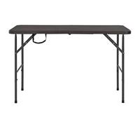 Qnhdfrt Tavolo da Giardino Pieghevole 120x60x74 cm Marrone in HDPE | Ideale per balcone e terrazza, questo tavolo salvaspazio ha un ripiano effetto rattan ed è pronto all'uso.