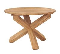 Qnhdfrt Tavolo da giardino rotondo 110 cm, in teak massiccio, verniciato ad acqua, 75 cm, resistente alle intemperie, salvaspazio, come tavolo da pranzo, balcone o da campeggio, per cucina, giardino