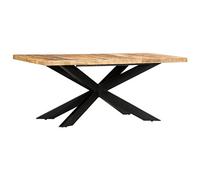Qnhdfrt Tavolo da pranzo 180 x 90 x 76 cm, in legno massello di mango con struttura in acciaio verniciato a polvere, tavolo industriale, robusto tavolo da cucina e tavolo da pranzo per soggiorno