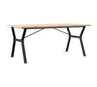 Qnhdfrt Tavolo da Pranzo 180x90x75,5 cm in Legno Massello e Acciaio | Ideale per la sala da pranzo o cucina, questo mobile rustico offre un ampio spazio con stabile telaio a Y.
