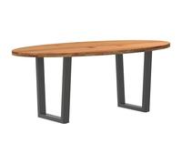 Qnhdfrt Tavolo da pranzo 200 x 100 cm legno massello di rovere ovale moderno con struttura in acciaio antracite piedini regolabili salvaspazio come piccolo tavolo da cucina o tavolo da giardino per