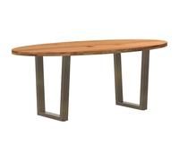 Qnhdfrt Tavolo da pranzo 200 x 100 cm legno massello rovere ovale con struttura in acciaio verniciato a polvere, design moderno, robusto e durevole, per sala da pranzo, cucina, soggiorno