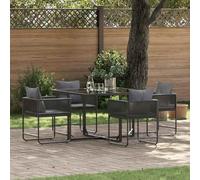 Qnhdfrt Tavolo da pranzo da giardino, 220 x 107 x 72 cm, espandibile con 4 sedie, in acciaio verniciato a polvere, grigio scuro, design moderno per terrazza, balcone, giardino