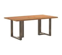 Qnhdfrt Tavolo da pranzo in legno massello di quercia, 180 x 100 x 74 cm, rettangolare, con bordi naturali dell'albero grande, spazio per la famiglia, gli amici, la sala da pranzo, il balcone