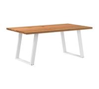 Qnhdfrt Tavolo da pranzo in legno massello di quercia, marrone chiaro, rettangolare, 180 x 100 x 74 cm, con gambe regolabili in acciaio, robusto e durevole, per sala da pranzo, cucina o soggiorno
