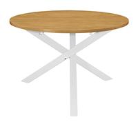 Qnhdfrt Tavolo da Pranzo Rotondo 120x75 cm in Legno Massello e MDF | Mobile circolare per cucina e soggiorno con piano bicolore marrone e bianco, ideale per accogliere gli ospiti a cena.