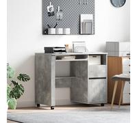 Qnhdfrt Tavolo mobile per computer grigio effetto cemento truciolare con cassetto e 4 ruote scrivania compatta per lavoro PC home office camera dei ragazzi e studio