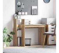 Qnhdfrt Tavolo per computer in rovere artigianale, 100 x 40 x 90 cm, in legno con 3 ripiani, design moderno salvaspazio, robusto e sostenibile, per casa, ufficio, soggiorno, studio