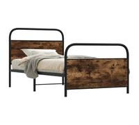 Qnhdfrt Telaio letto 100 x 200 cm, in acciaio affumicato, letto in metallo con rete a doghe, struttura robusta per il comfort durante il sonno