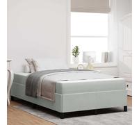 Qnhdfrt Telaio letto bianco e grigio chiaro, 120 x 200 cm, design moderno con materasso in schiuma ad alta densità e gambe in legno stabili per camera da letto e camera degli ospiti
