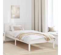 Qnhdfrt Telaio letto bianco in legno massello di pino 80 x 200 cm, design moderno con struttura stabile, facile da montare per camera da letto, camera degli ospiti e camera dei ragazzi