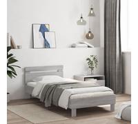 Qnhdfrt Telaio letto con testiera grigio Sonoma 100 x 200 cm in legno - Robusta rete a doghe con spazio di archiviazione e alta stabilità per un sonno rilassante in camera da letto o camera degli