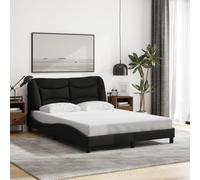 Qnhdfrt Telaio letto con testiera Hvar nero, 120 x 200 cm, design moderno con forma ondulata, tessuto durevole e doghe in compensato per un sonno riposante, adatto per camera da letto