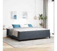 Qnhdfrt Telaio letto design moderno 200 x 200 cm grigio scuro grigio bianco velluto con materasso in schiuma ad alta densità e gambe in legno stabili per camera da letto