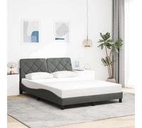 Qnhdfrt Telaio letto grigio scuro 120 x 200 cm con testiera in morbido tessuto di poliestere, design moderno a onde per il comfort del sonno, rete a doghe e materiale traspirante