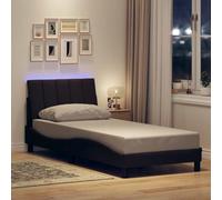 Qnhdfrt Telaio letto Hanko marrone scuro 80 x 200 cm con illuminazione a LED e cuscino testiera in tessuto traspirante per un sonno riposante in camera da letto