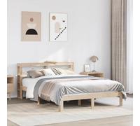 Qnhdfrt Telaio letto in legno massello 140 x 190 cm, non trattato con testiera e scaffale, 212,5 x 146 x 82 cm, design moderno, robusto e spazioso, camera dei ragazzi, camera degli ospiti