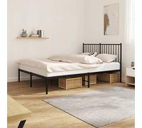 Qnhdfrt Telaio letto in metallo nero 140 x 200 cm con testiera, robusta struttura in acciaio e rete a doghe per stabilità e comfort, perfetto letto per gli ospiti o per la casa con spazio di