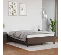 Qnhdfrt Telaio letto marrone 140 x 200 cm ecopelle con doghe in compensato e gambe di supporto stabili per un sonno rilassante in camera da letto o camera degli ospiti