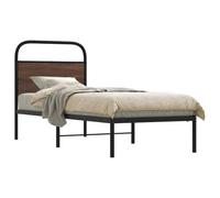 Qnhdfrt Telaio letto marrone effetto rovere 75 x 190 cm con rete a doghe, robusta struttura in metallo per un comfort ottimale e una lunga durata