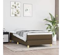 Qnhdfrt Telaio letto marrone scuro 100 x 200 cm con robusto rivestimento in tessuto e doghe in compensato per un sonno riposante senza materasso