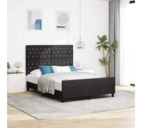 Qnhdfrt Telaio letto nero 140 x 190 cm con bottoni in cristallo moderno letto in velluto per camera da letto in legno massello, design elegante per adulti