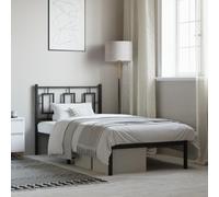 Qnhdfrt Telaio letto nero in metallo 90 x 190 cm con testiera robusta struttura in acciaio e rete a doghe per un comfort ottimale del sonno, letto per ospiti con spazio di archiviazione