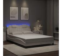Qnhdfrt Telaio letto Viana con illuminazione a LED, bianco, 120 x 200 cm, testiera in ecopelle e imbottitura in schiuma per camera da letto