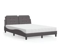 Qnhdfrt Telaio letto Zara con materasso in schiuma 140 x 190 cm grigio ecopelle design moderno con lato ondulato per camera da letto