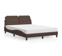 Qnhdfrt Telaio letto Zara con materasso in schiuma 140 x 200 cm marrone ecopelle design moderno per un comfort ottimale durante il sonno