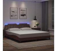 Qnhdfrt Telaio letto Zara marrone 180 x 200 cm con illuminazione a LED in ecopelle, testiera design moderno per camera da letto