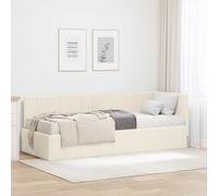 Qnhdfrt Telaio per letto ad angolo, 80 x 200 cm, in velluto crema, con telaio a doghe e materasso, design moderno, robusto e durevole, per camera da letto dei ragazzi, camera degli ospiti