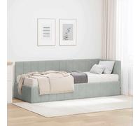 Qnhdfrt Telaio per letto ad angolo, grigio chiaro, 80 x 200 cm, in velluto, design moderno, con materasso, durevole, per appartamenti in città e camere degli ospiti