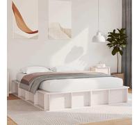 Qnhdfrt Telaio per letto con ripiano rialzato, bianco, 150 x 200 cm, design moderno in legno massello, struttura robusta con spazio per camera da letto