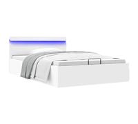 Qnhdfrt Telaio per letto con vano portaoggetti idraulico, 140 x 200 cm, colore bianco, illuminazione a LED, design moderno per camera da letto