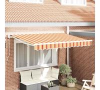 Qnhdfrt Tenda a braccio snodato retrattile, 350 x 200 cm, a righe, resistente, per balcone, terrazza e giardino, design moderno con angolo di inclinazione di 10° per ombre flessibili