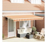Qnhdfrt Tenda da balcone 400 x 200 cm a righe colorate retrattili con telecomando, tessuto impermeabile regolabile, angolo di inclinazione di 10°, protezione UV per terrazza, giardino, esterno