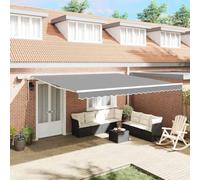 Qnhdfrt Tenda da sole 4,5 × 3,5 m giallo-bianco metallo rettangolare tenda da terrazza manuale allungabile robusta protezione solare per esterni giardino balcone