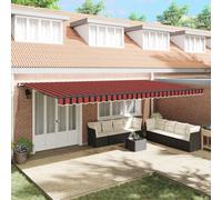 Qnhdfrt Tenda da sole 600 x 350 cm, colore arancione, marrone, manuale, per balcone, terrazza, giardino, resistente alle intemperie, retrattile, per esterni soleggiati