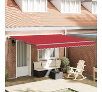 Qnhdfrt Tenda da sole allungabile automatica rossa 400 x 350 cm rettangolare per balcone terrazza giardino con tessuto acrilico impermeabile protezione solare e ombra