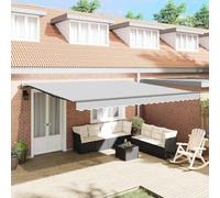 Qnhdfrt Tenda da sole antracite 4 × 3,5 m in metallo, braccio snodato manuale con robusto tessuto solare, design moderno per terrazze, balconi, giardini, coperture durevoli per terrazze e esterni