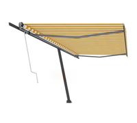 Qnhdfrt Tenda da sole automatica 500 x 300 cm giallo bianco telecomando indipendente per balcone terrazza giardino protezione solare